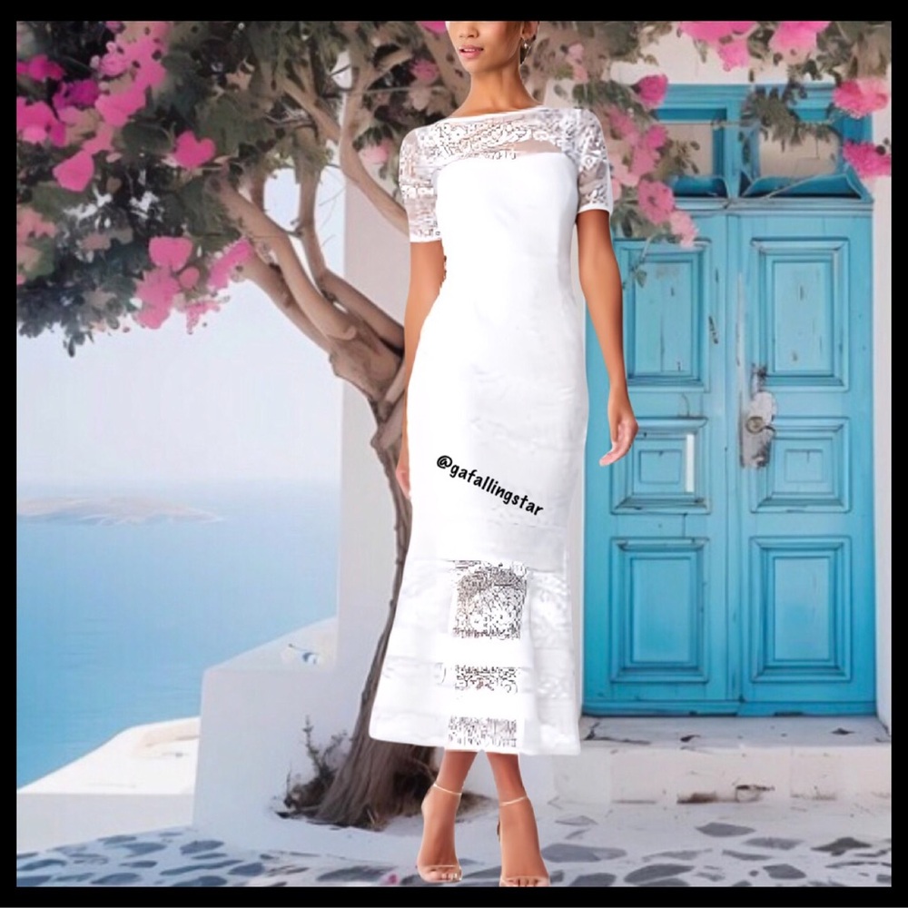 Aidan Mattox Sequin Lace Illusion Midi Dress